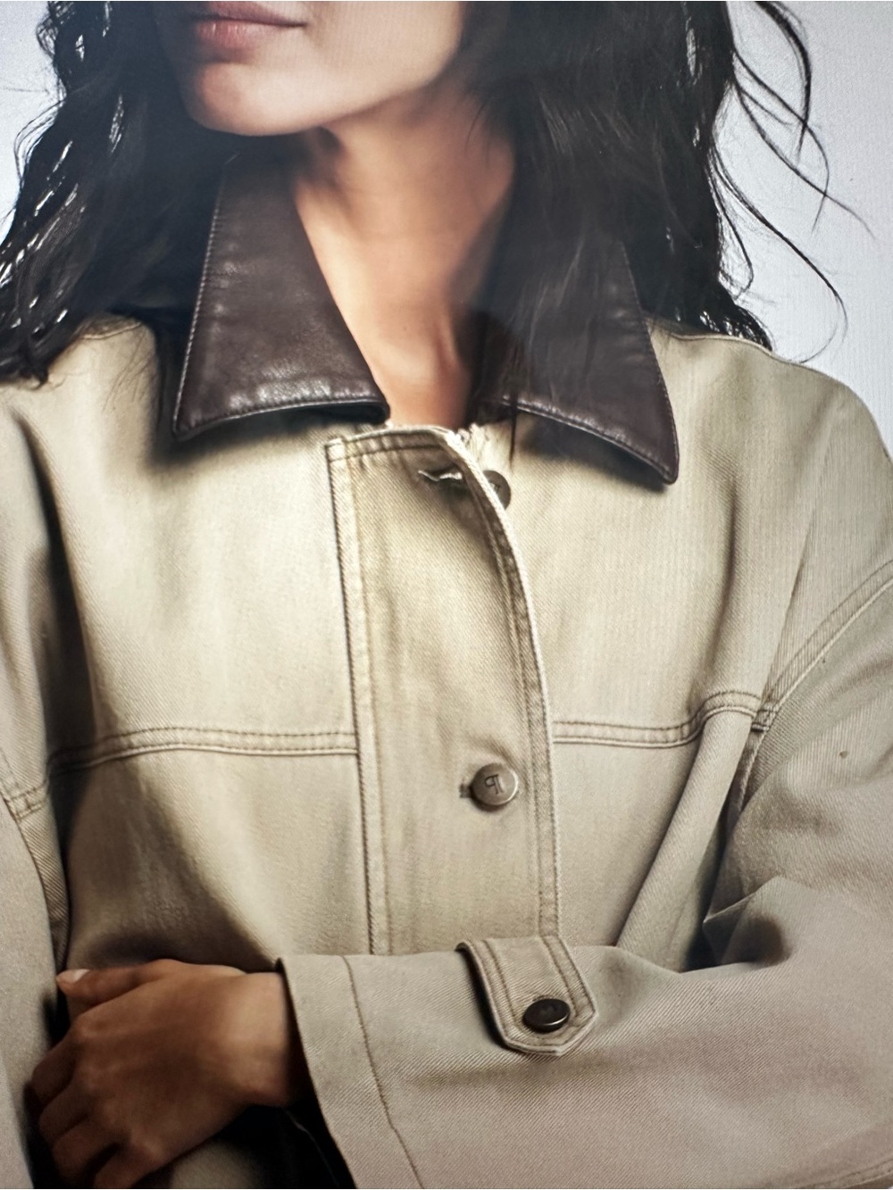 New with Tag! $168 Anthropologie Pilcro Barn Jacket Faux Leather Collar sz M - Picture 8 of 15